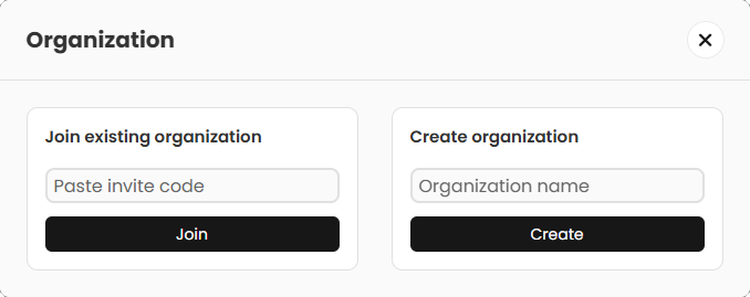 Create or join an organization